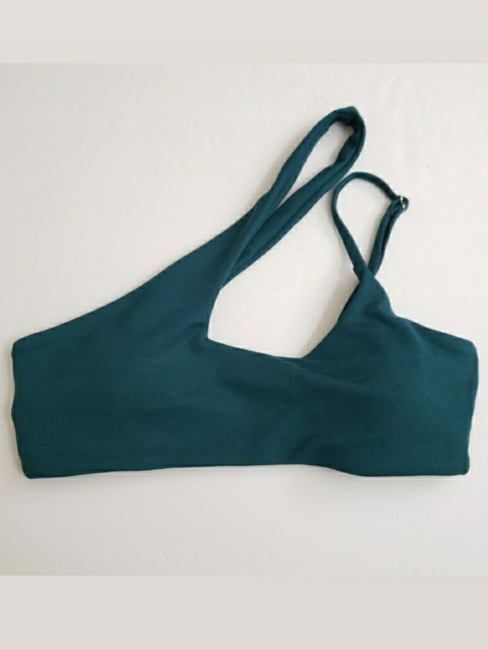 NWOT Small (4) Zaful Dark Teal Green One Shoulder Swim Top - Pad Inserts